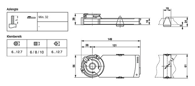 Maattekening Belimo CM24-SR-T-R