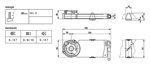 Maattekening Belimo CM24G-SR-R