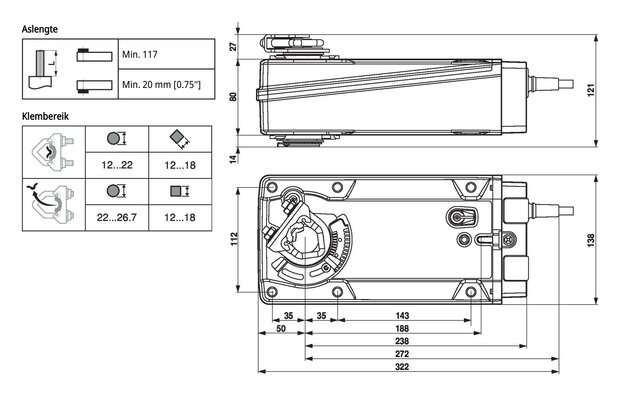 Maattekening Belimo EF24A