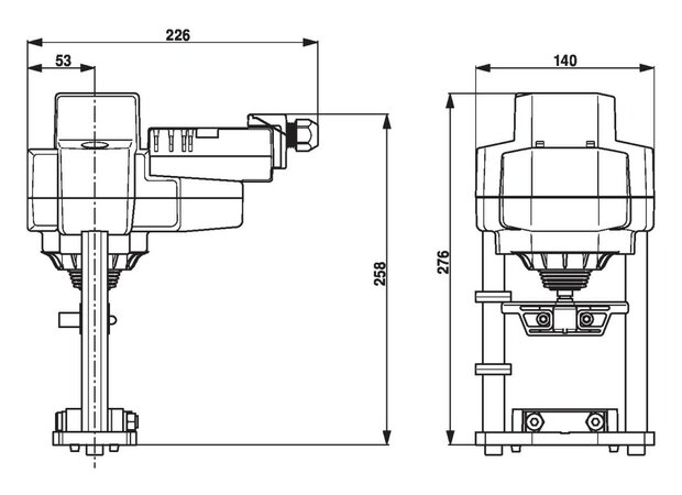 Maattekening Belimo EV230A-TPC