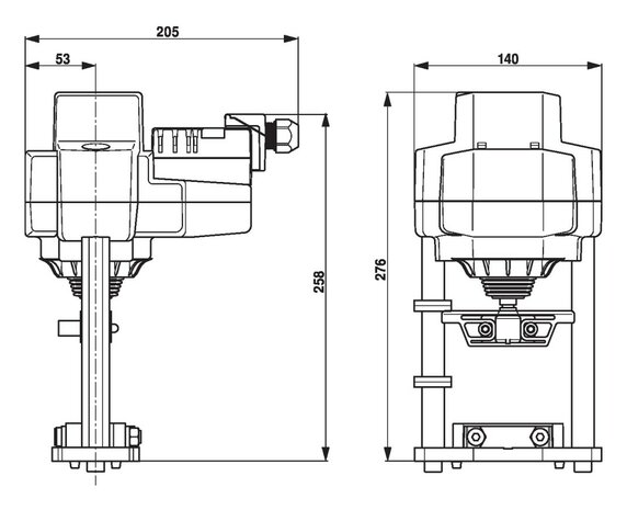 Maattekening Belimo EV24A-TPC