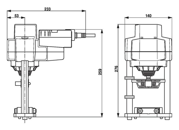 Maattekening Belimo EVC24A-MF