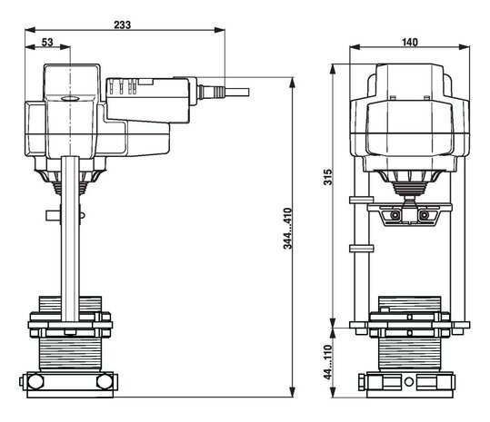 Maattekening Belimo EVC24A-MF-RE