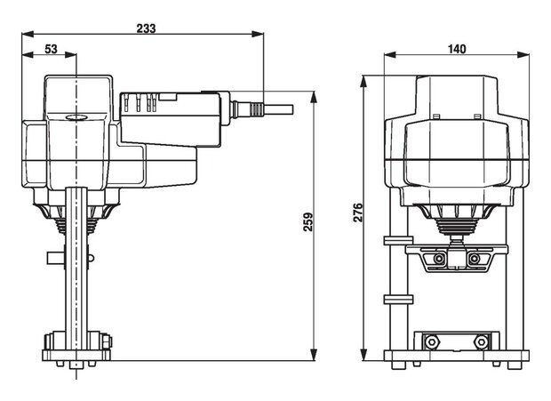 Maattekening Belimo EVC24A-SR