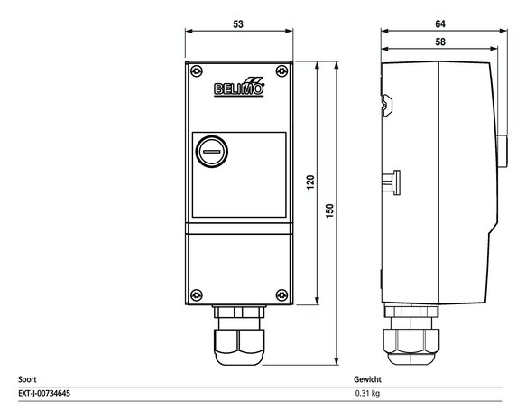 Maattekening Belimo EXT-J-00734645
