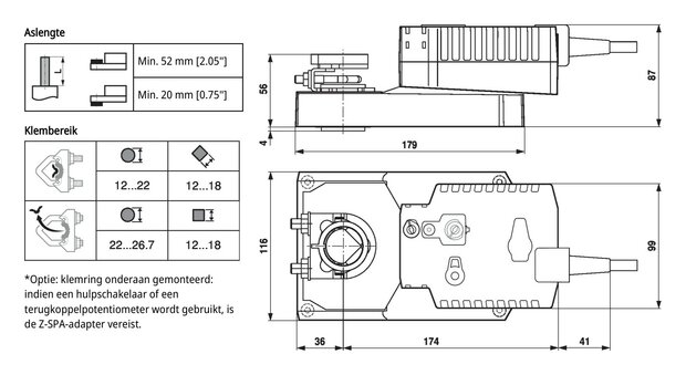 Maattekening Belimo GK24A-MOD