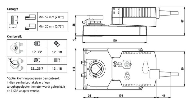 Maattekening Belimo GK24A-SR