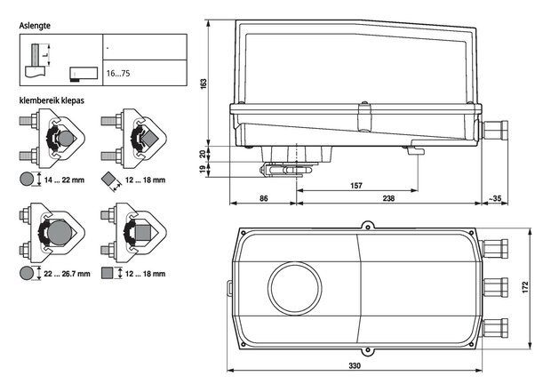 Maattekening Belimo GM230G-T