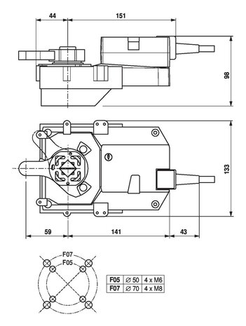 Maattekening Belimo GR230A-R