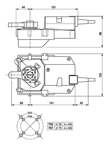 Maattekening Belimo GR24A-R
