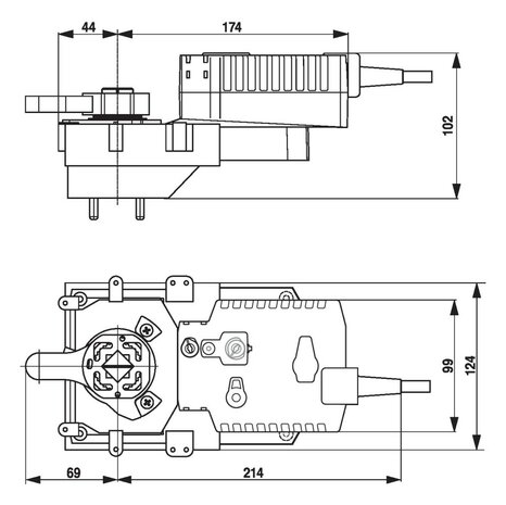 Maattekening Belimo GRK24A-SZ-5