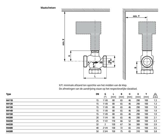Maattekening Belimo H411B