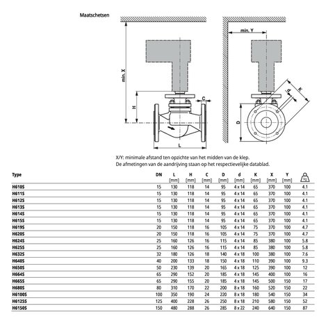 Maattekening Belimo H6100S