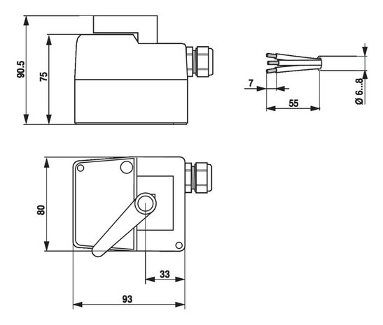 Maattekening Belimo HT230-3-T