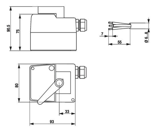 Maattekening Belimo HT24-SR-T