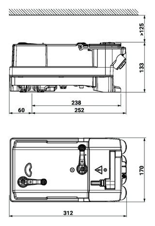 Maattekening Belimo JRCA-BAC-S2-T