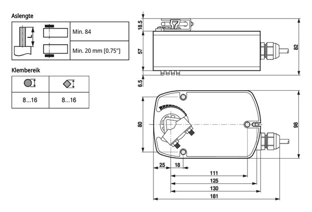 Maattekening Belimo LF230