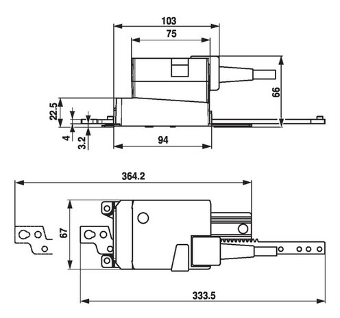 Maattekening Belimo LH24A-SR200
