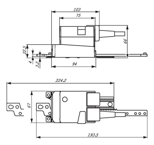 Maattekening Belimo LH24A-SX60
