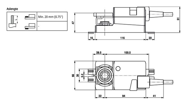Maattekening Belimo LM230A-F