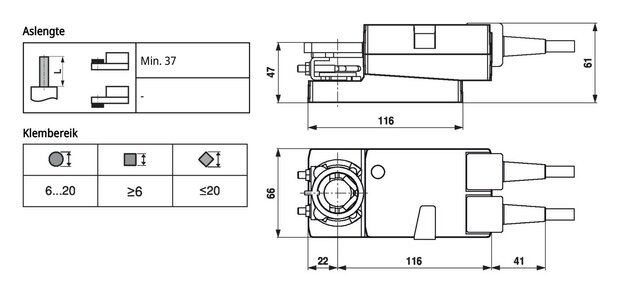 Maattekening Belimo LM230ASR