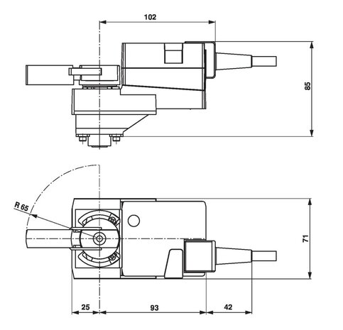 Maattekening Belimo LR230A