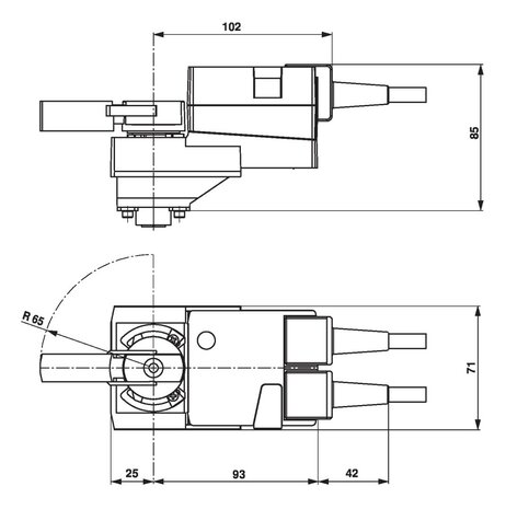 Maattekening Belimo LR230A-S