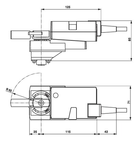 Maattekening Belimo LR24A-MOD