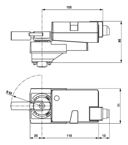 Maattekening Belimo LR24A-MOD-J6
