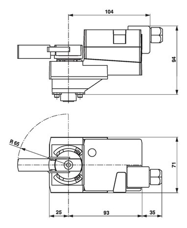 Maattekening Belimo LR24A-SR-TP