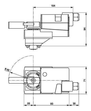 Maattekening Belimo LR24A-TP