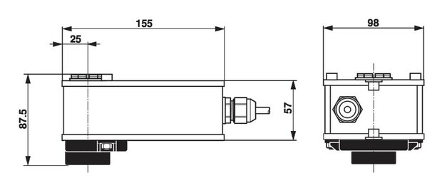 Maattekening Belimo LRF24-SR