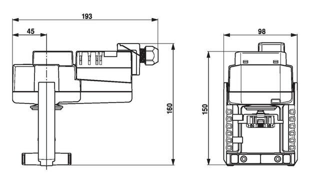 Maattekening Belimo LV230A-TPC