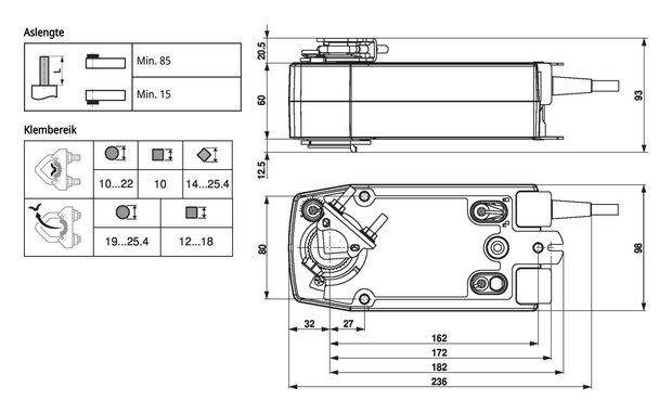 Maattekening Belimo NF24A-MOD