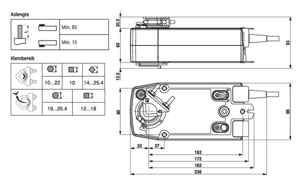 Maattekening Belimo NF24A-MP