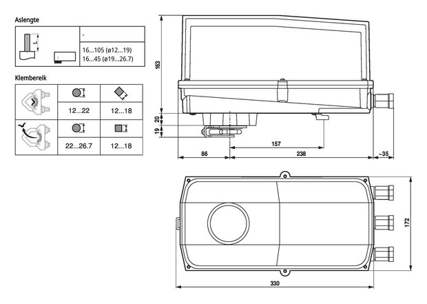 Maattekening Belimo NF24G-MP-L