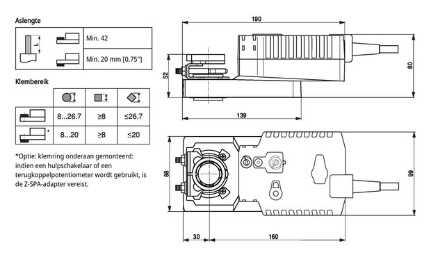 Maattekening Belimo NKQ24A-1