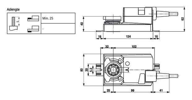 Maattekening Belimo NM230A-F