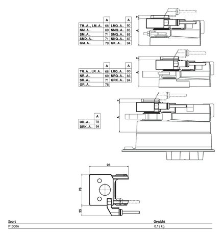 Maattekening Belimo P1000A