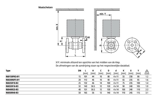 Maattekening Belimo R6040R-B3