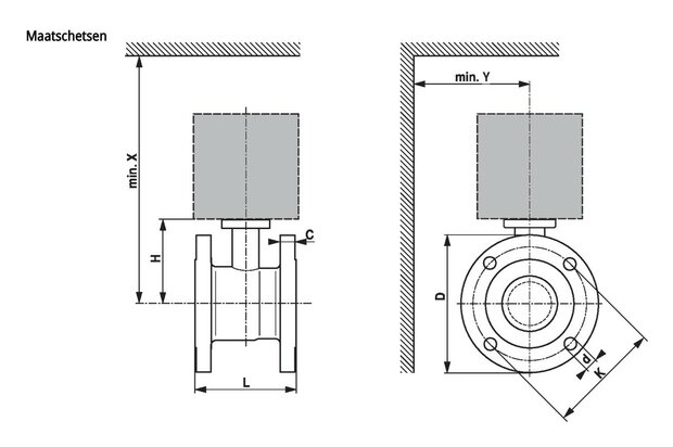 Maattekening Belimo R6125W250-S8