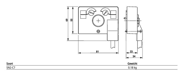 Maattekening Belimo SN2-C7