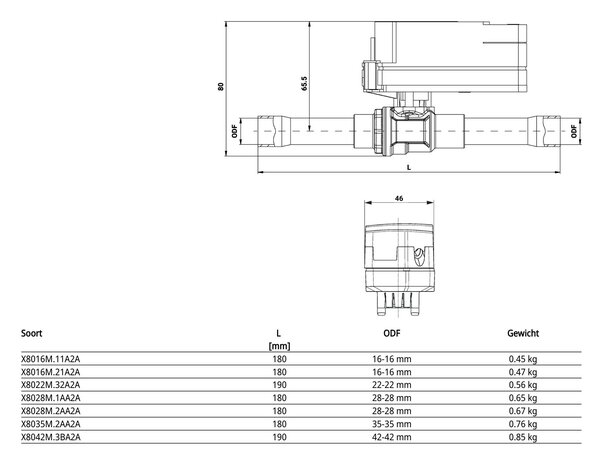 Maattekening Belimo X8035M.2AA2A