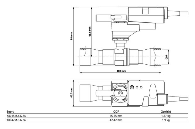 Maattekening Belimo X8035M.4322A