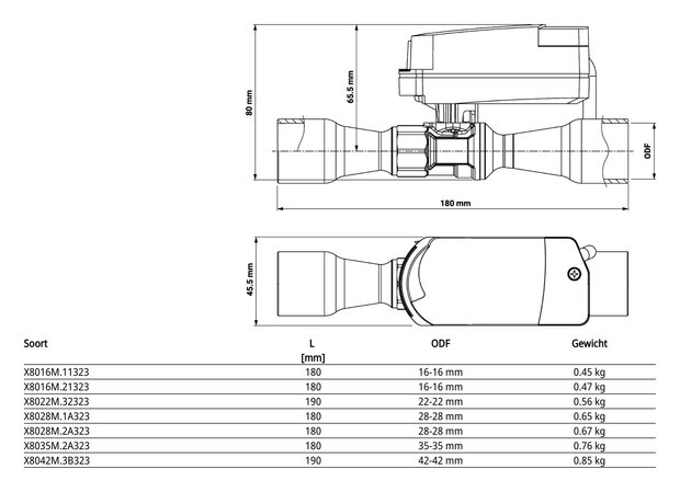 Maattekening Belimo X8042M.3B323