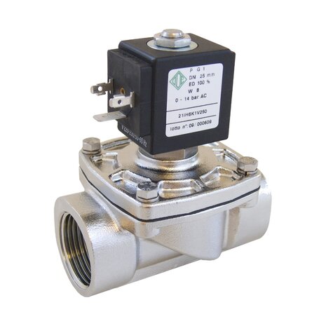 21IH3K1B150 - ODE Magneetventiel - Solenoid Valve 3/8'', serie 21IH gecombineerd gestuurd NC RVS 316