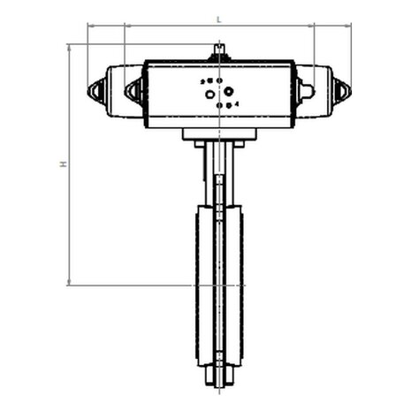 SG877XE073 - Omal Kraven vlinderklep Wafer DN125 - Pneumatisch SR - brons-aluminium disc / liner EPDM - maattekening