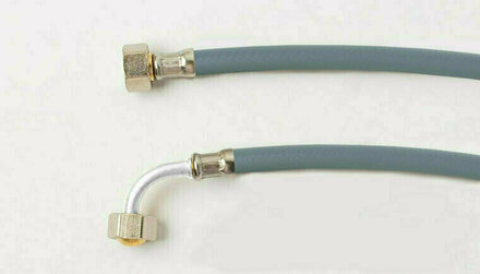 112191* - Flexibele wasmachineslang RVS DN10 3/4" binnendraad x 3/4" binnendraad haaks grijs