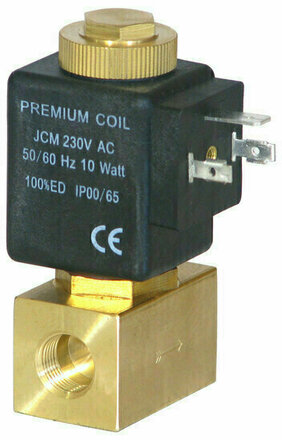 500501 - Messing magneetventiel 1/4" 0-16bar 230VAC N.C. NBR