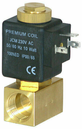 500503 - Messing magneetventiel 1/2" 0-16bar 230VAC N.C. VITON